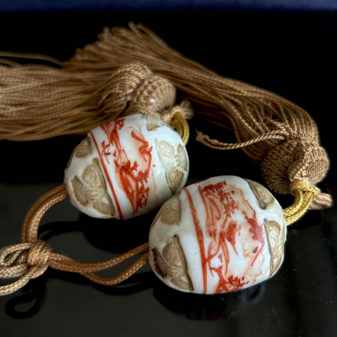 [珍]大正時代　焼き物　手描き　掛け軸風沈　逸品