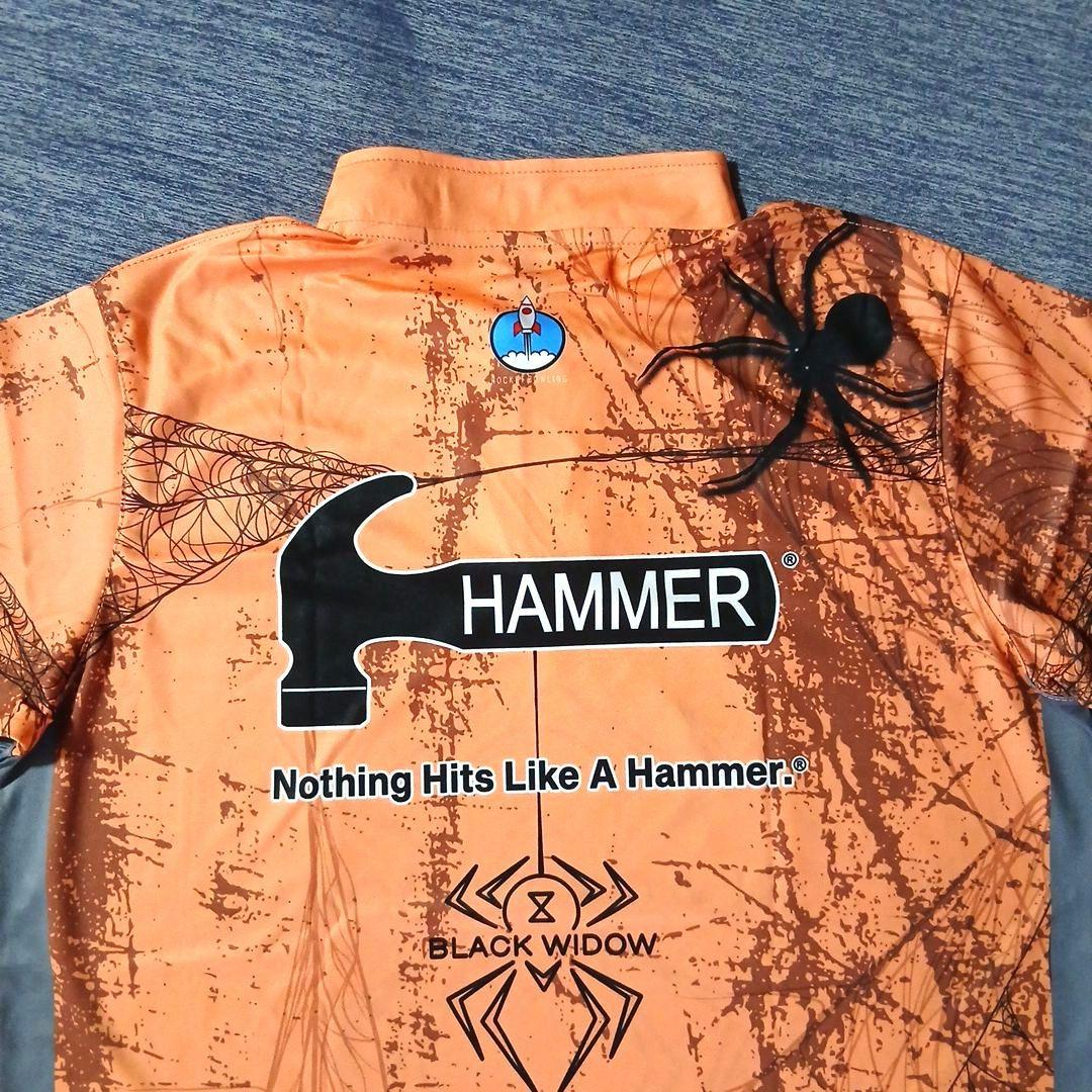 ✨新品✨ボウリングウェア　ブラックウィドー　オレンジ　サイズL　ハンマー