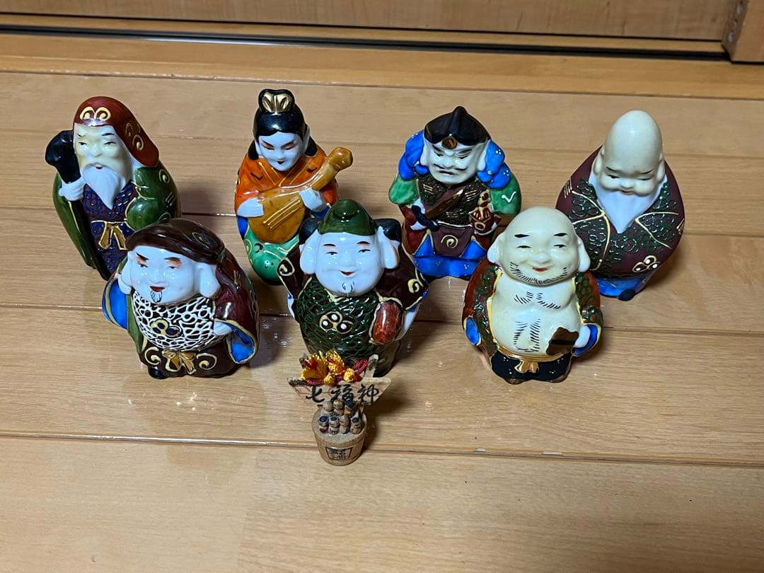 九谷焼 七福神 神様7柱セット 縁起物 置物 昭和レトロ　希少品