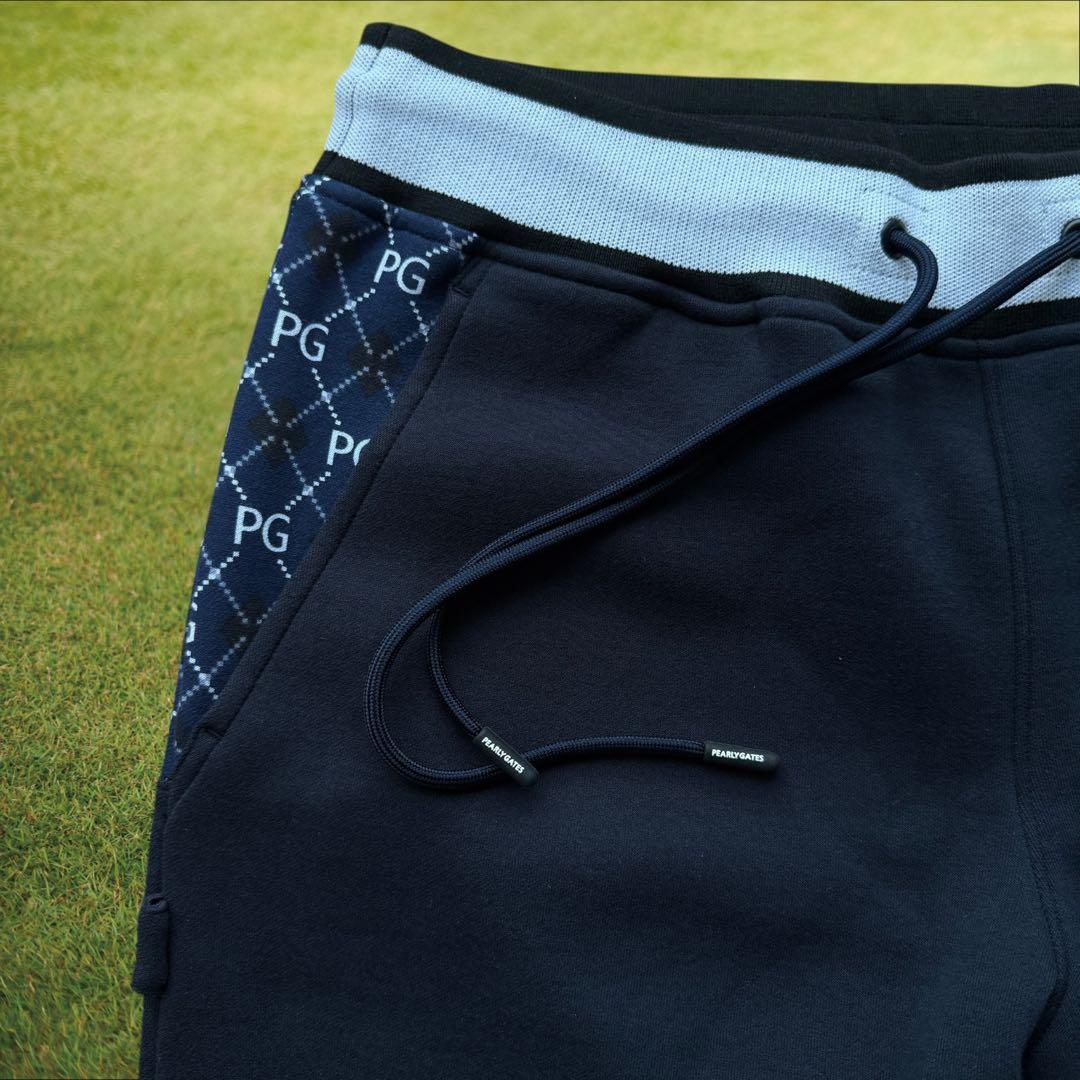 未使用品　パーリーゲイツ　ジョガーパンツ　M〜L相当　総柄　紺　ネイビー　4