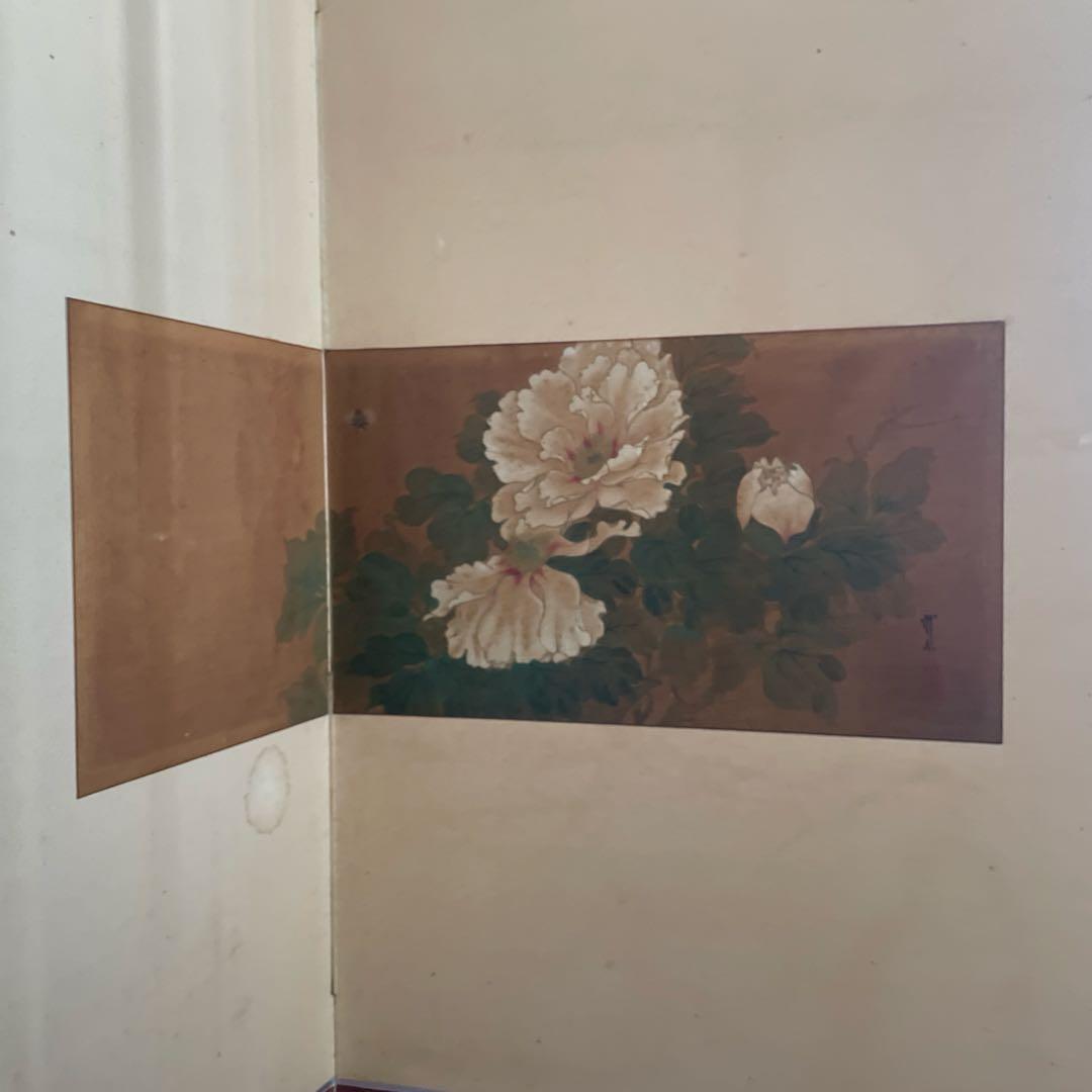 大型　屏風　アンティーク　年代物　木村武山　屛風　衝立　古美術　レトロ　骨董