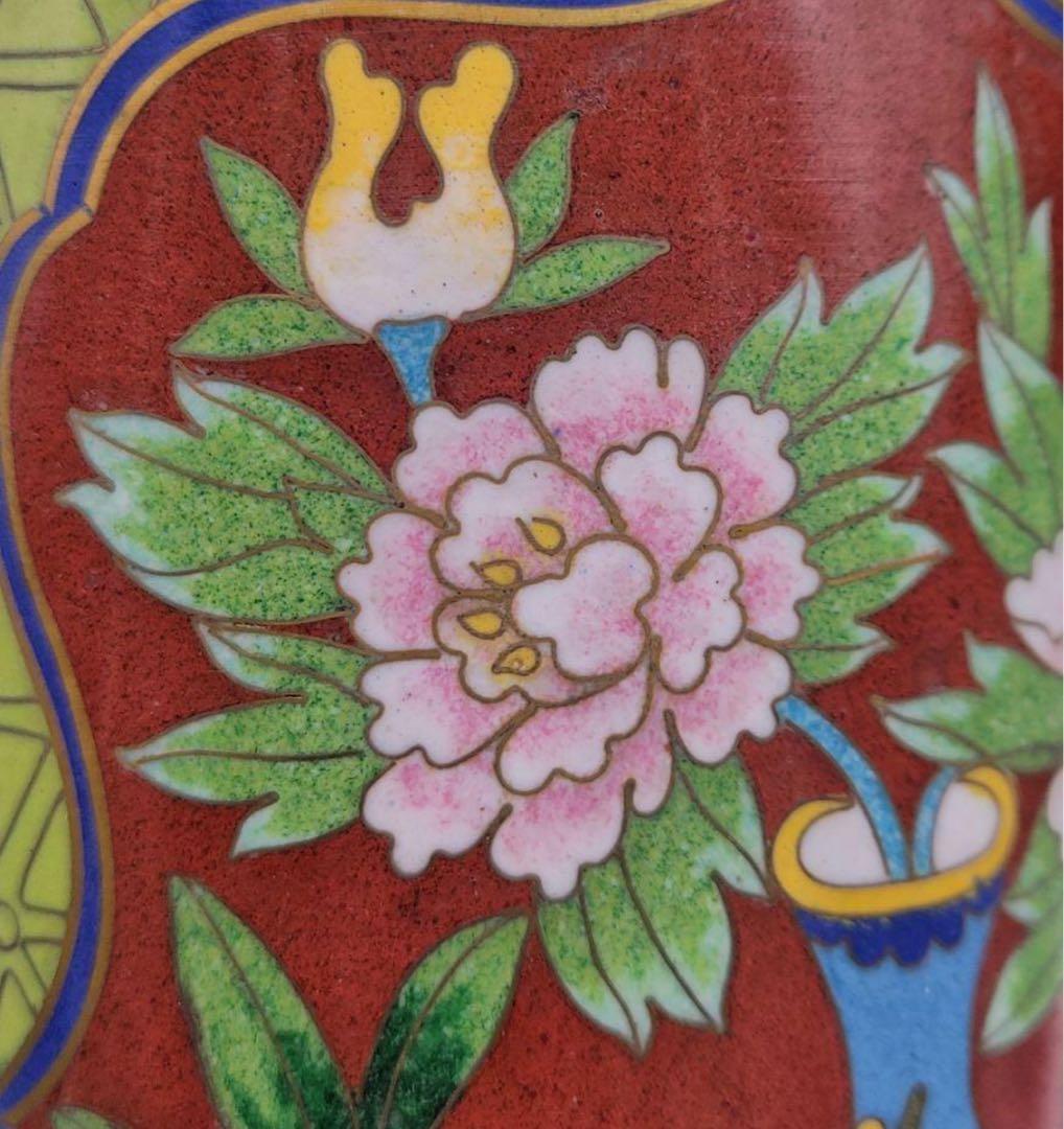 中國美術 古玩 七宝焼 景泰蓝置物 博古紋帽筒