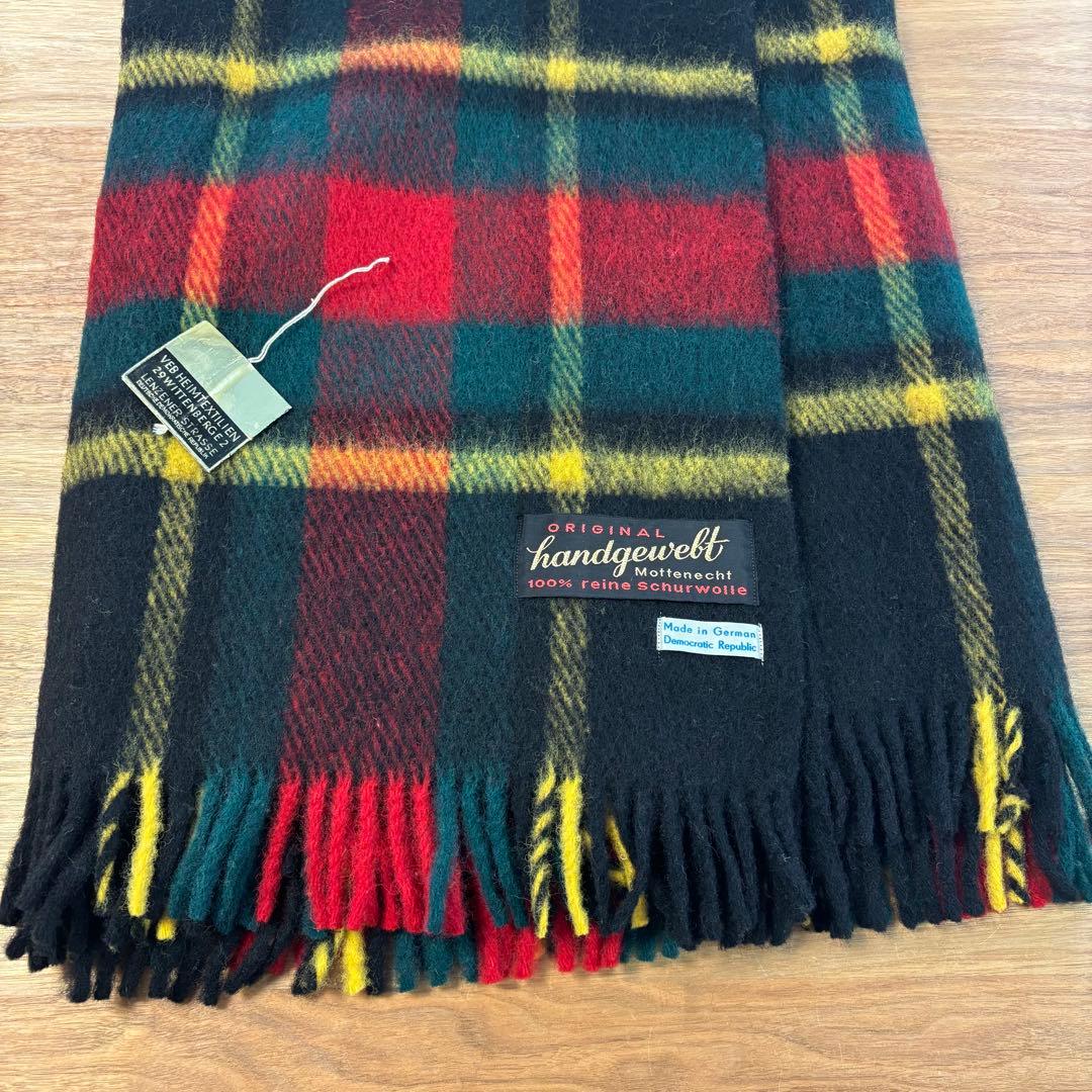 未使用◇厚手大判チェックストール ブランケット◇ドイツ製◇