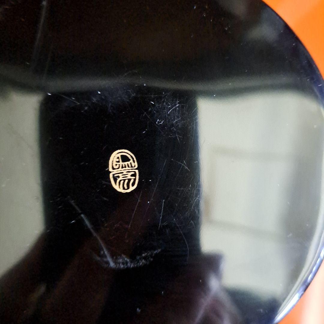 茶道具　極上　六代象彦造　食籠　[干菓子皿]　金彩赤、沈金蒔絵　蝶々図共箱入り