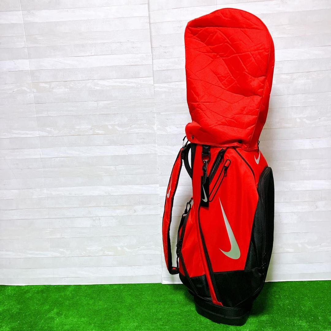 NIKE ゴルフキャディバッグ 9.0型 5分割 レッド 軽量 ポリエステル