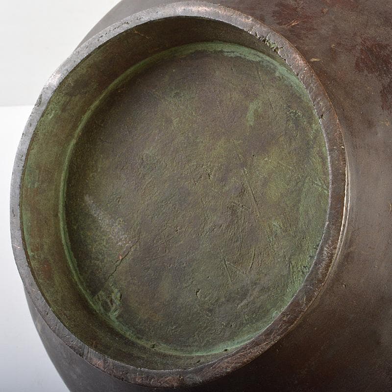 中国　唐銅　神獣遊環双耳瓶　M　R7369F