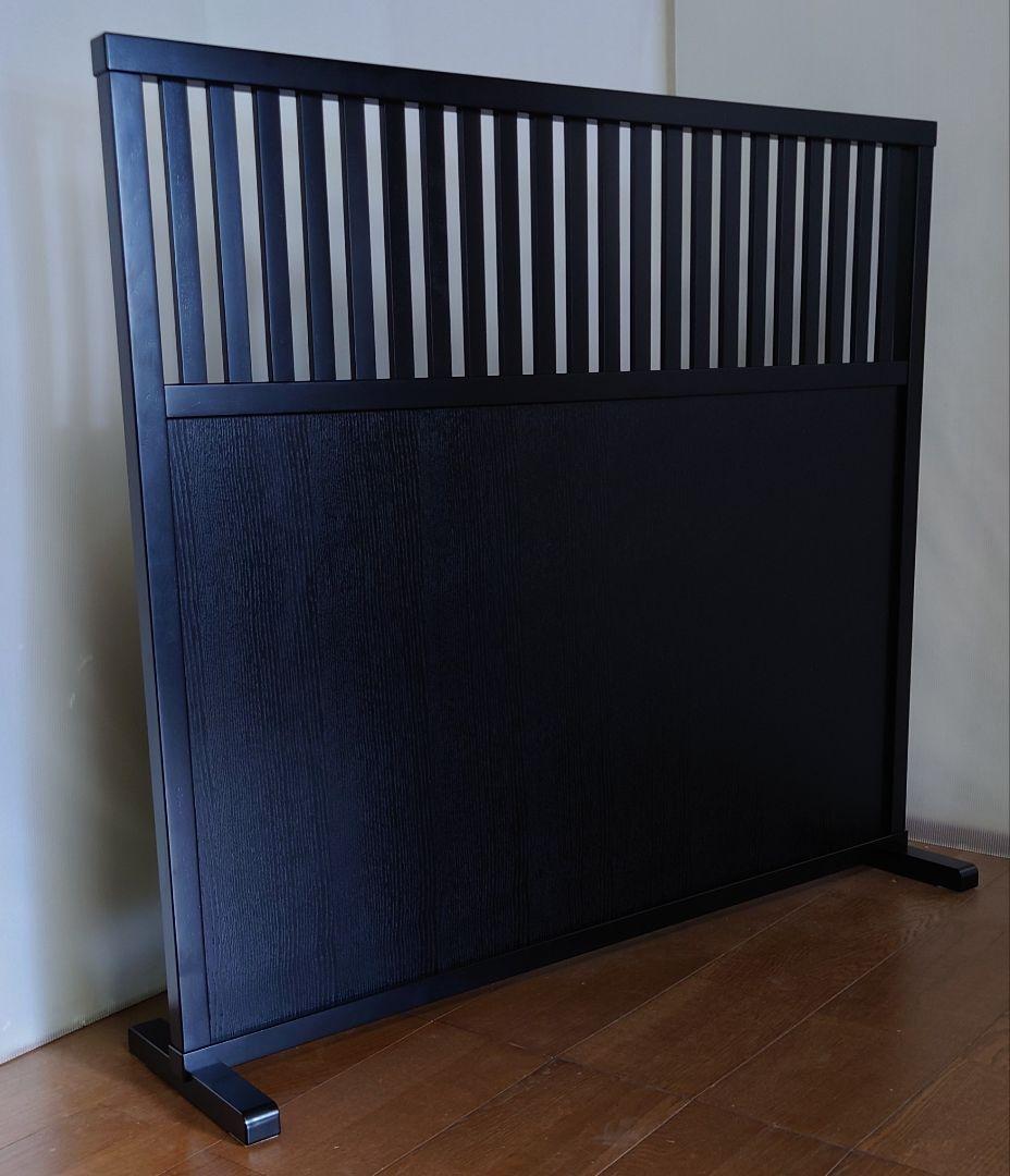 衝立　ブラック　格子状和風衝立　シンプル　１枚式パーテーション　ブラック塗装③