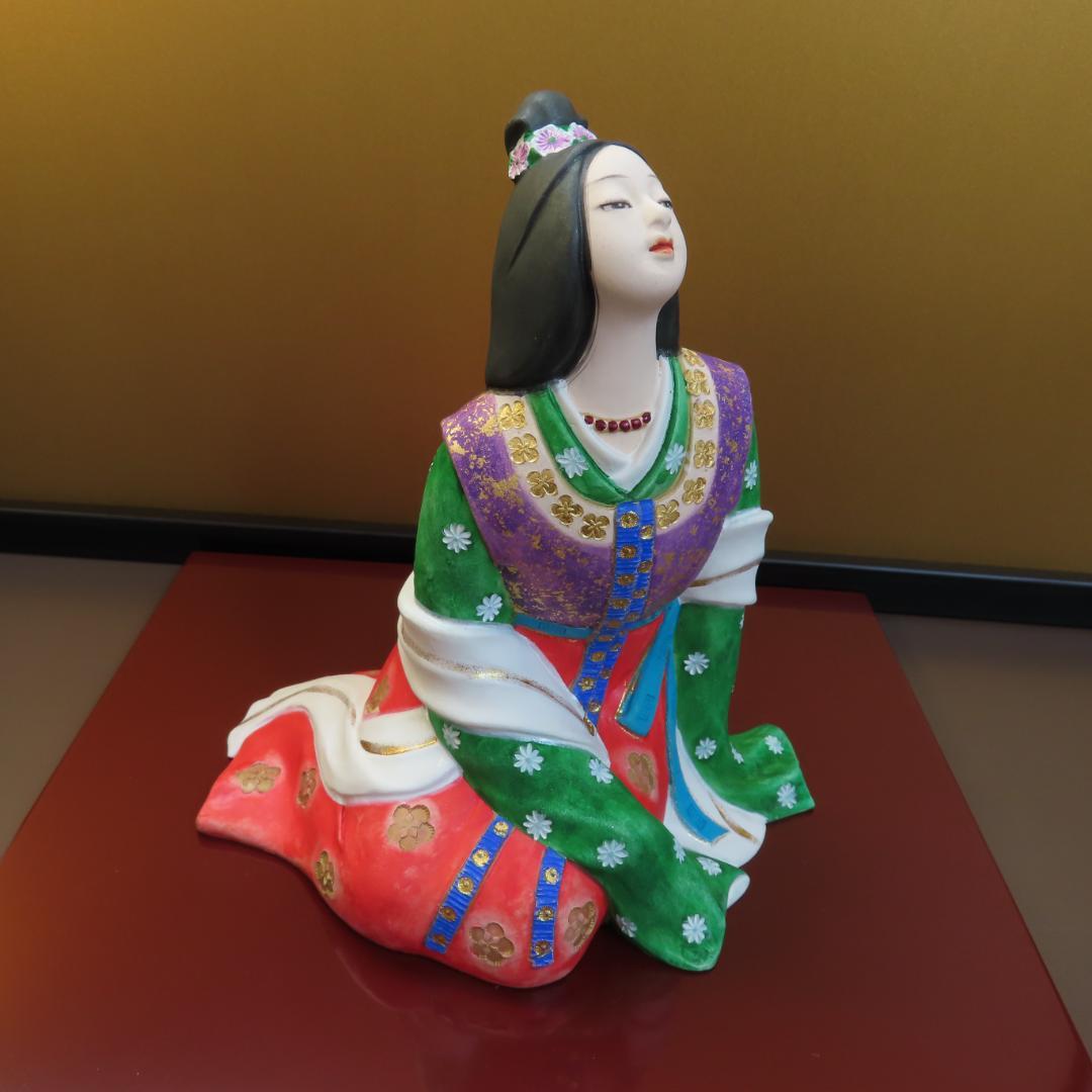 博多人形『恋ひ恋ひて』無形文化財保持者 川崎幸子作 Hakata Doll飾台付