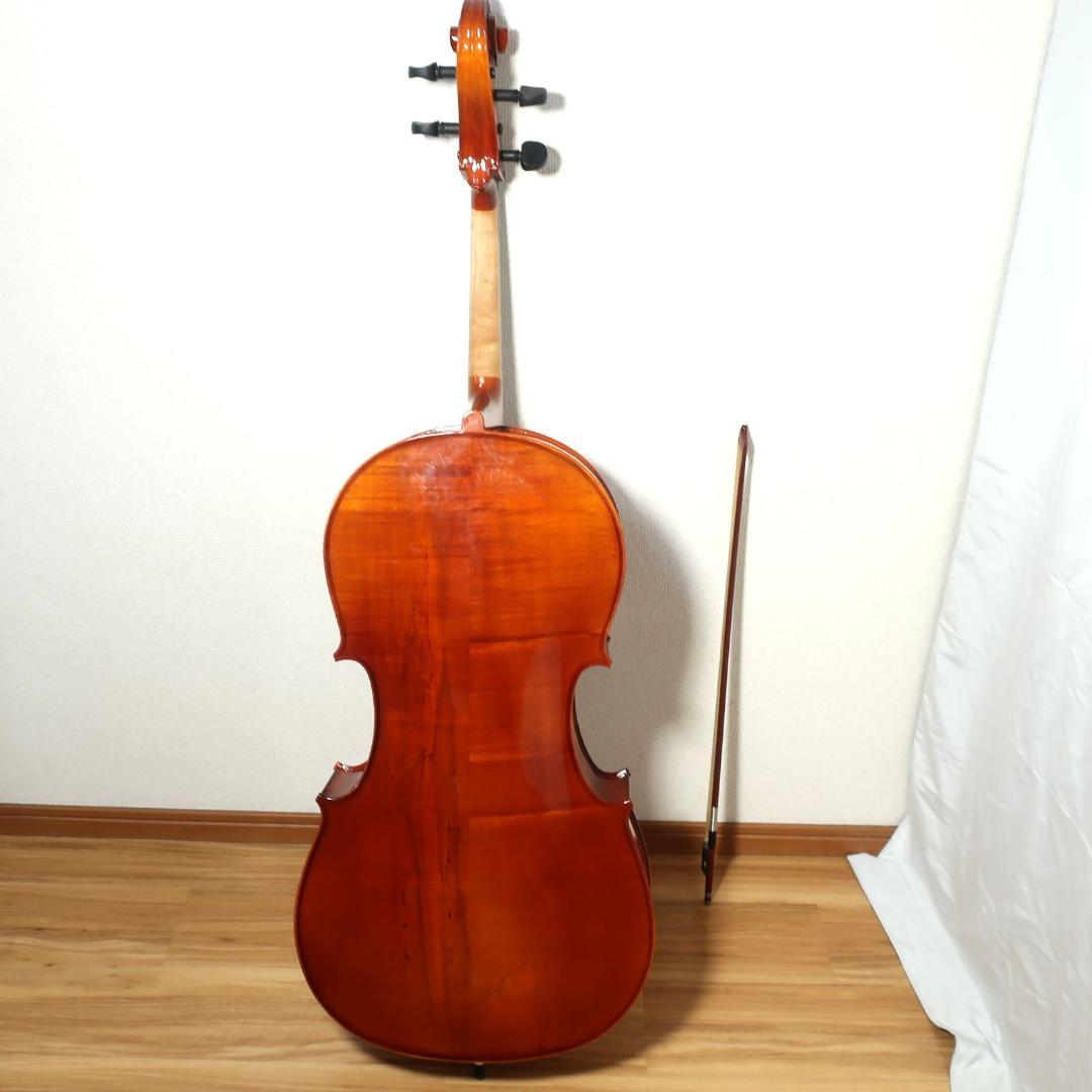 チェロ 4/4 弓付き トップ単板 メーカー不明 【直接引取値引あり】
