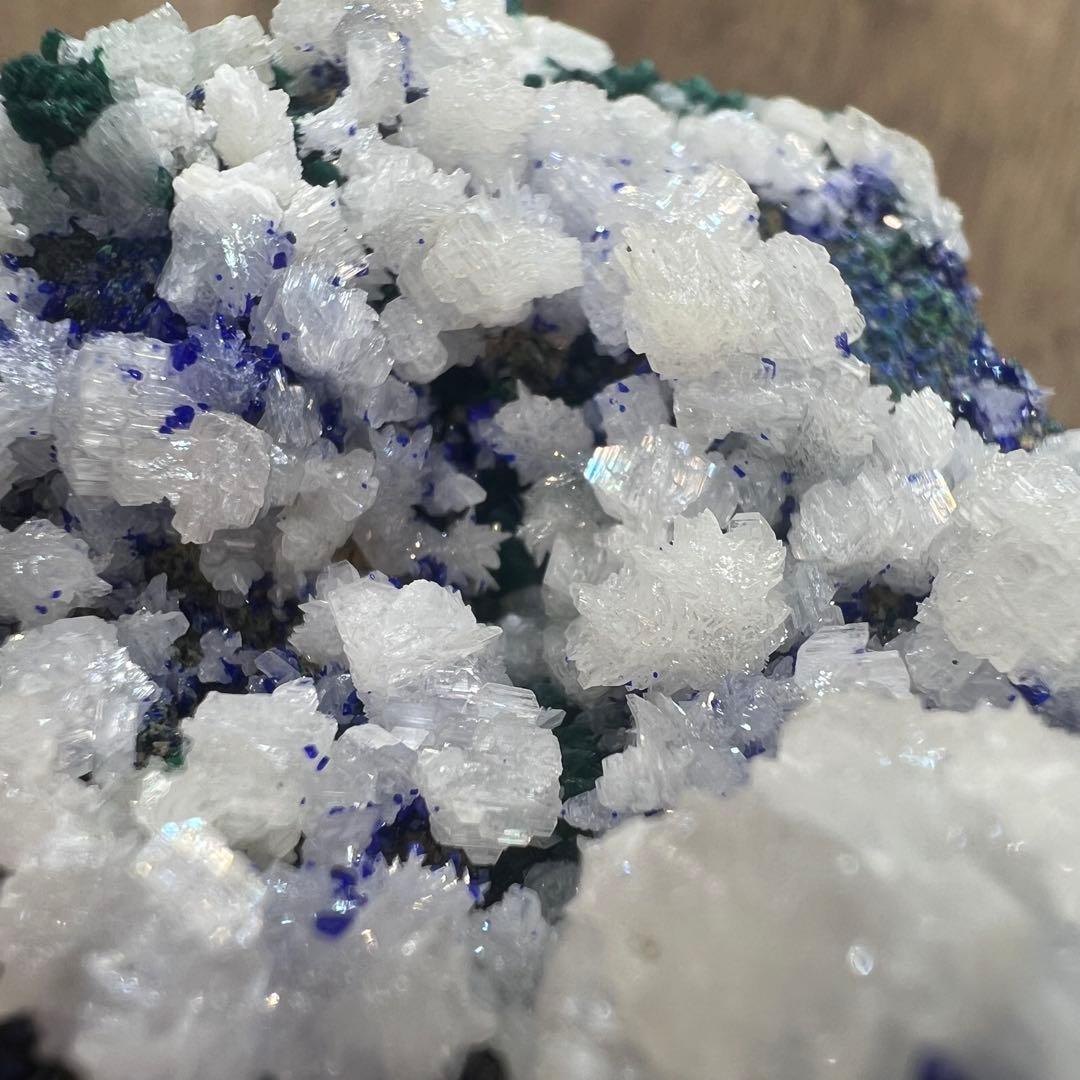 4種共生 スノーフレークセルサイト ダイオプテーズ アズライト 鉱物 標本 原石