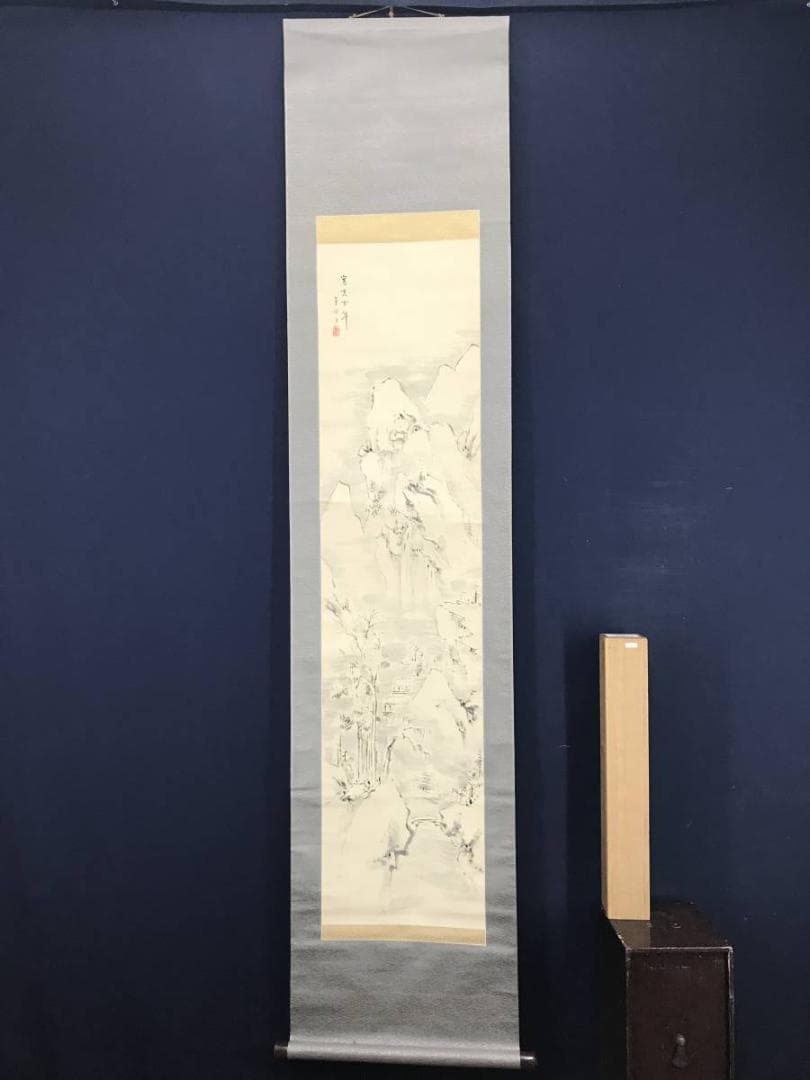 【真作】風花翁雲阿/寒光雪嶂図/山水図/雪景山水図/掛軸/名家伝来/AC-93