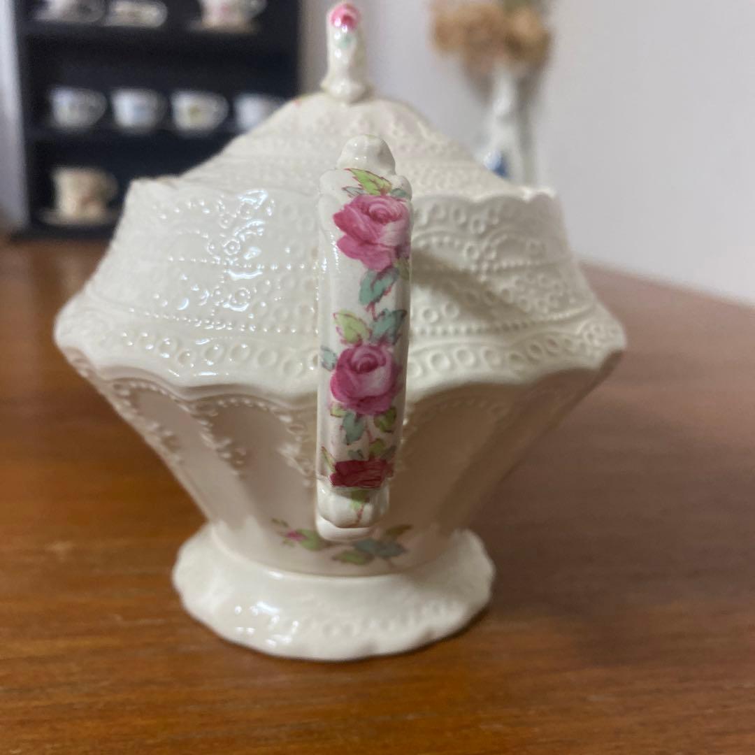 スポードジュエル　ビリングスレイローズ　蓋付きシュガーポット