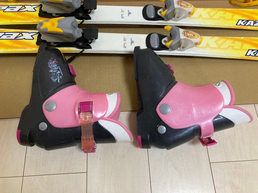 KAZAMA キッズ用 スキー板110cmブーツ22cmストック90cm セット