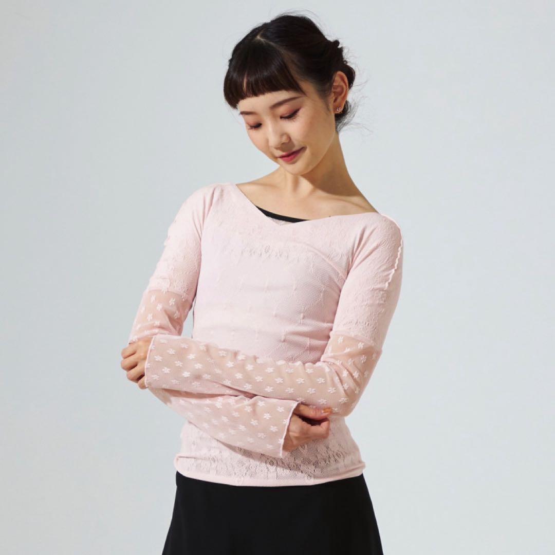 チャコット　ノーソーイングニット　長袖　ピンク　バレエ　ヨガ　ダンス　レース