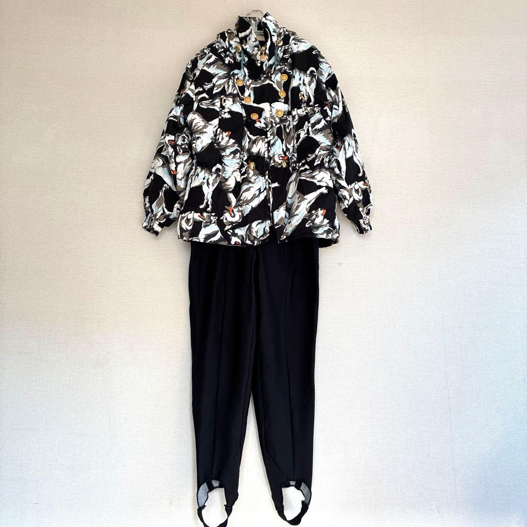 KESHO ABE ハスキー犬柄　スキーウェア　セットアップ ダウンジャケット