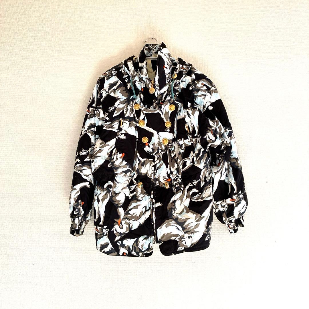 KESHO ABE ハスキー犬柄　スキーウェア　セットアップ ダウンジャケット