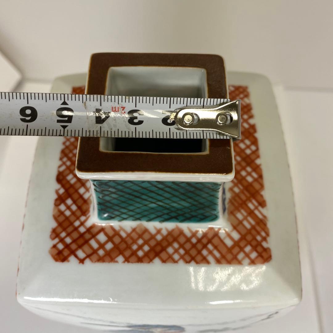 鈴木爽司　色絵花鳥図　角瓶　高さ約29.5㎝　東さ8-0107①