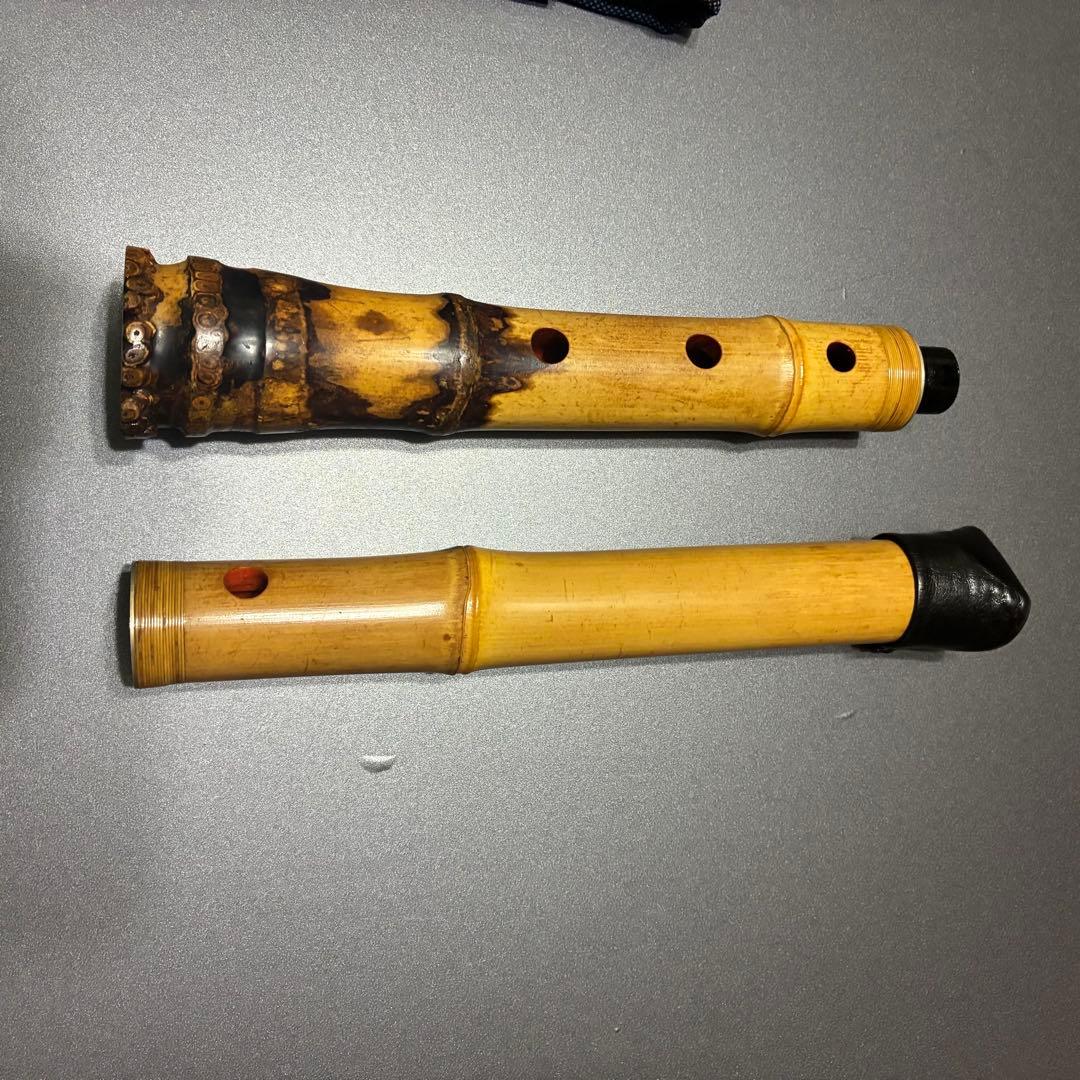 筦山作 都山流1尺７寸尺八２印