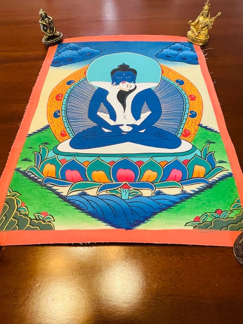 手描き 肉筆画 シャクティ タンカ 曼荼羅 仏陀 ブッタ 38.5 × 28.5