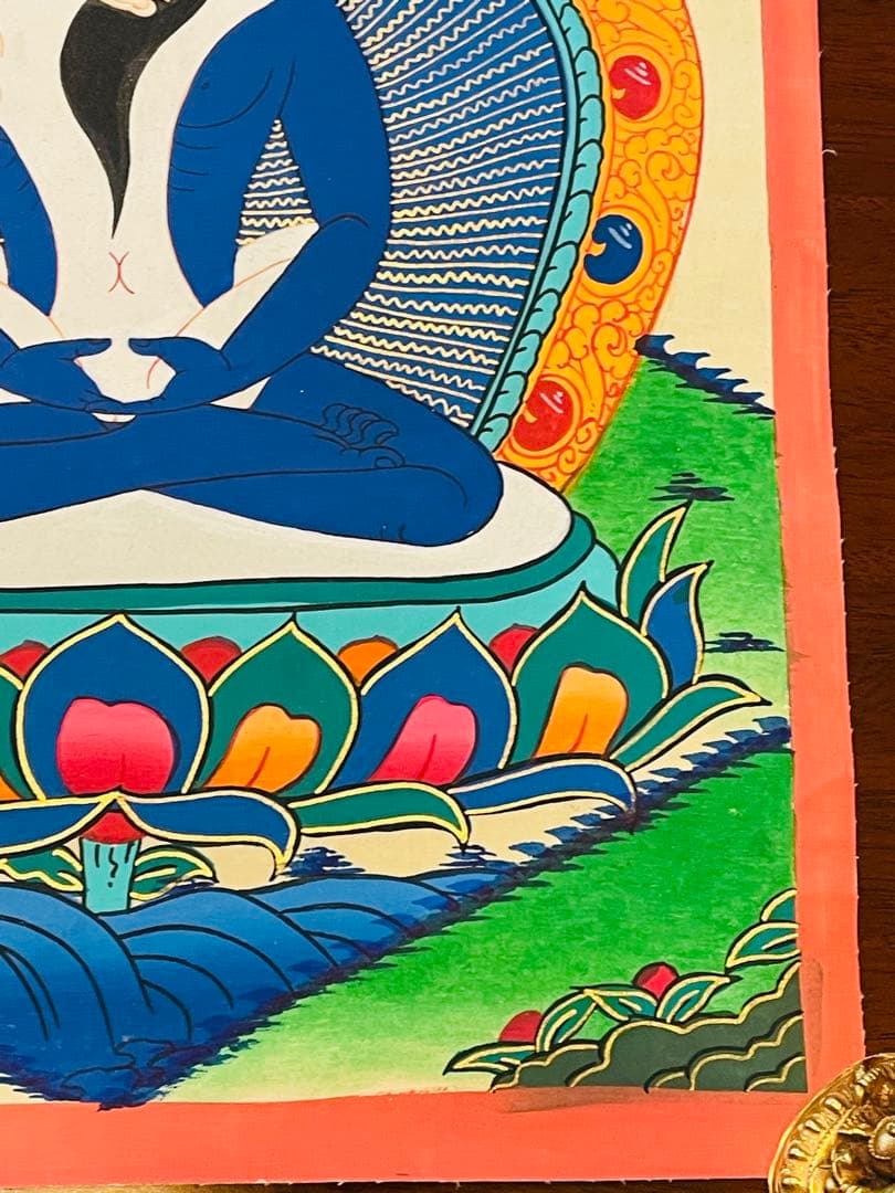 手描き 肉筆画 シャクティ タンカ 曼荼羅 仏陀 ブッタ 38.5 × 28.5