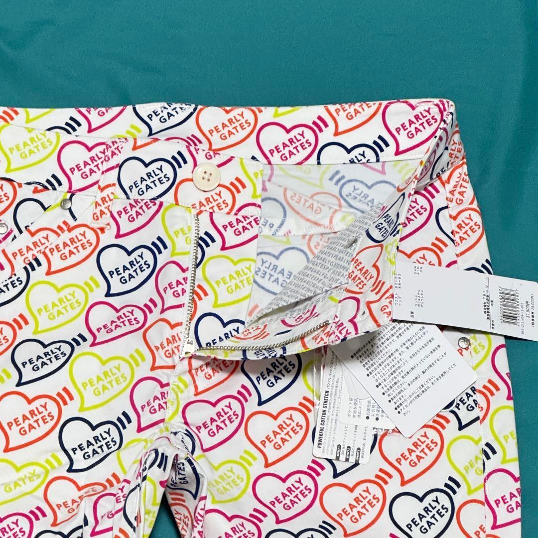 新品タグ付 PEARLY GATES ハート柄パンツ 22年モデル定価3.2万円
