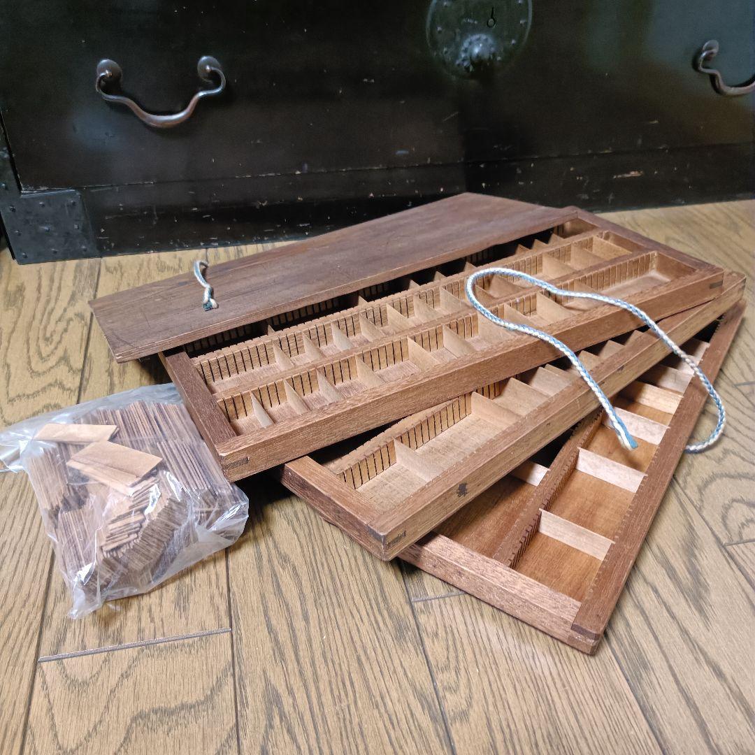 プリンタートレイ　活字ケース　3段重　収納箱　アンテーク