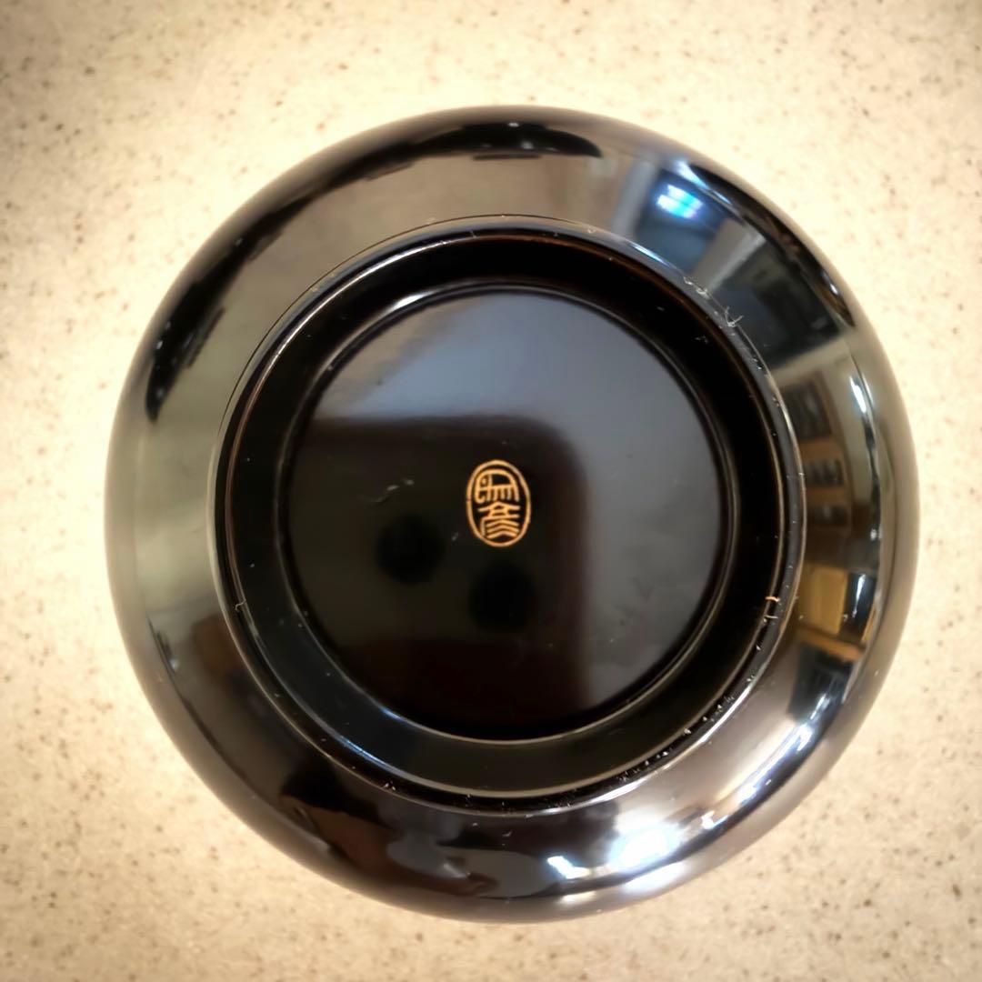 象彦 漆器 吸物椀 5客セット 黒塗 金蒔絵 昭和レトロ 五柄揃い ※1客訳あり