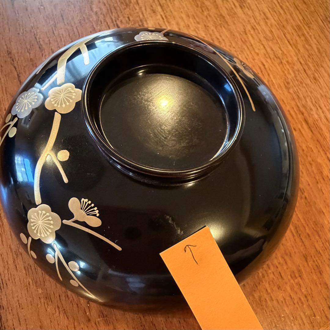 象彦 漆器 吸物椀 5客セット 黒塗 金蒔絵 昭和レトロ 五柄揃い ※1客訳あり