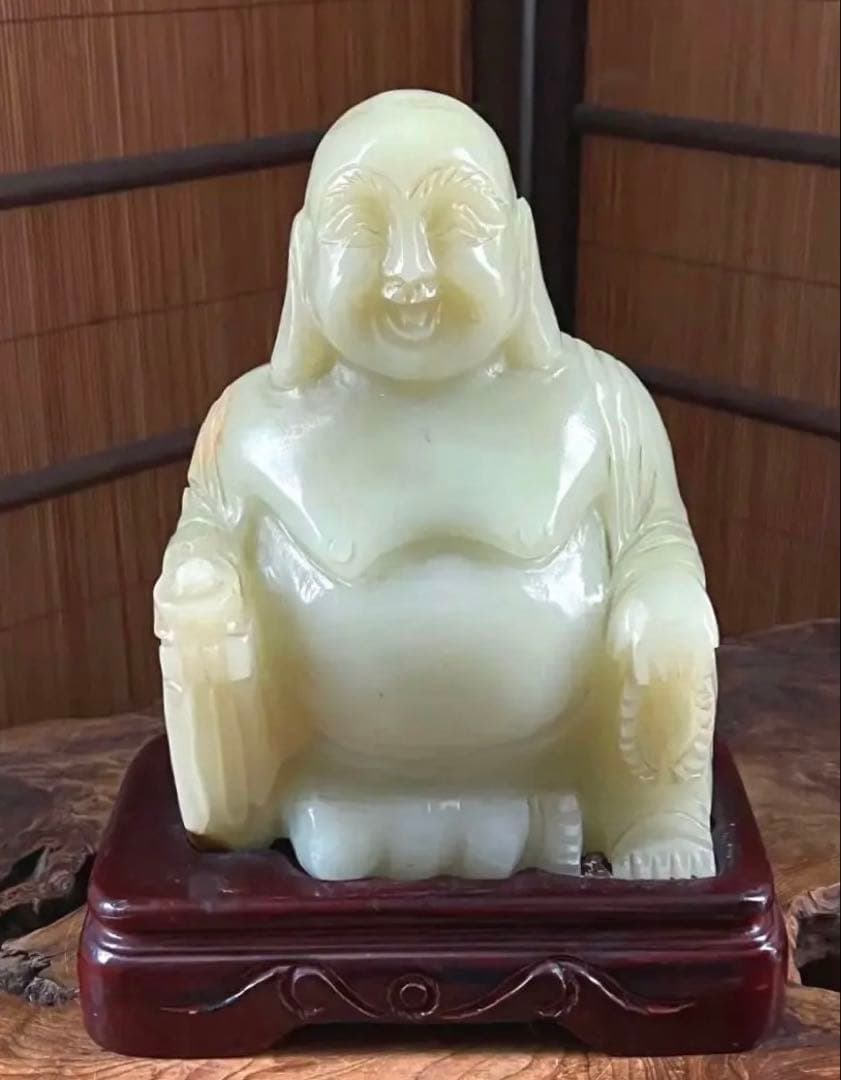 中国美術 時代 翡翠 瑪瑙 緑玉 弥勒菩薩 七福神 台座付き 総重量 約4.5㎏
