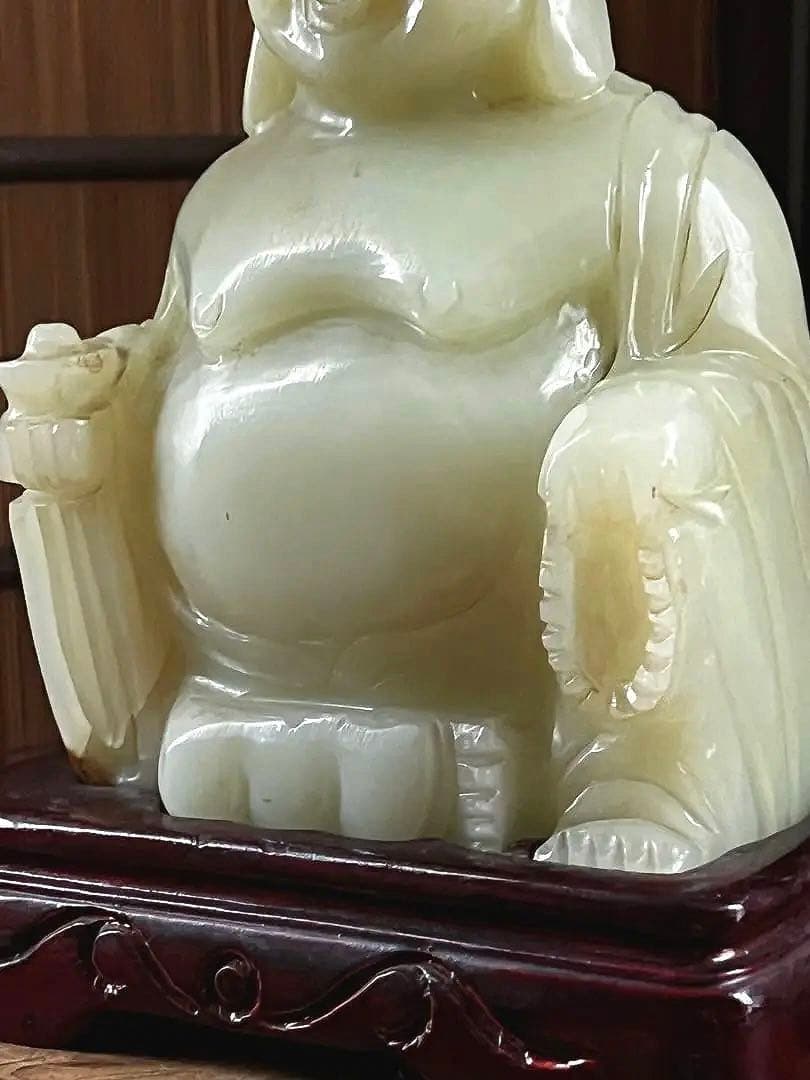 中国美術 時代 翡翠 瑪瑙 緑玉 弥勒菩薩 七福神 台座付き 総重量 約4.5㎏