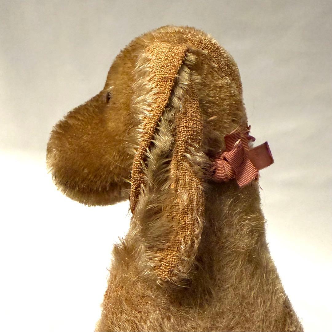 Steiffシュタイフ \"DOG\"（小）100年経ったアンティークのぬいぐるみ