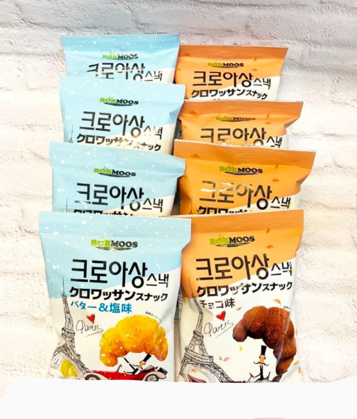 韓国人気商品 韓国クロワッサンスナック バター＆塩・チョコ味 全８袋　1箱 最終
