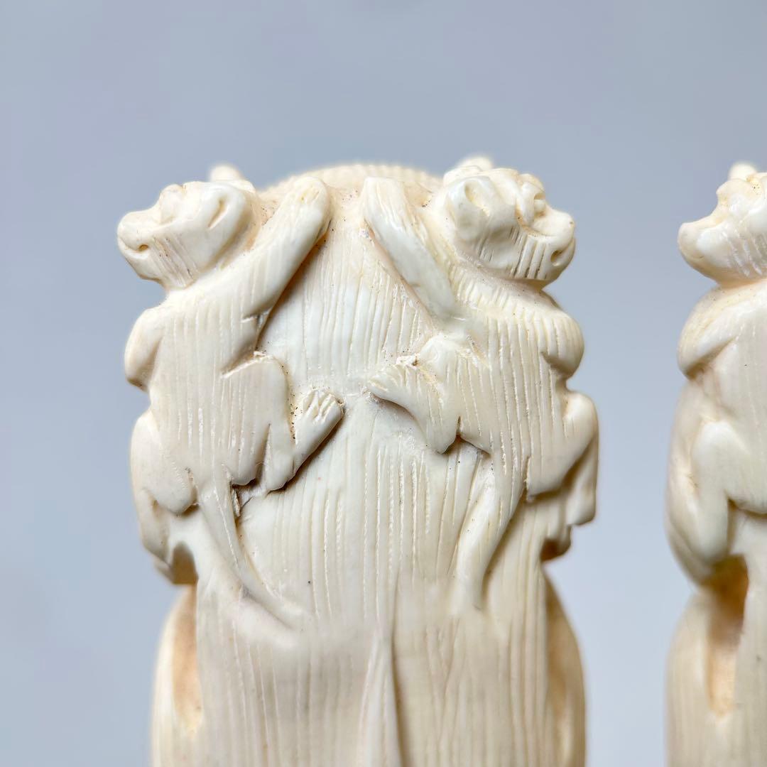 A003三猿 彫刻 木製台座付き