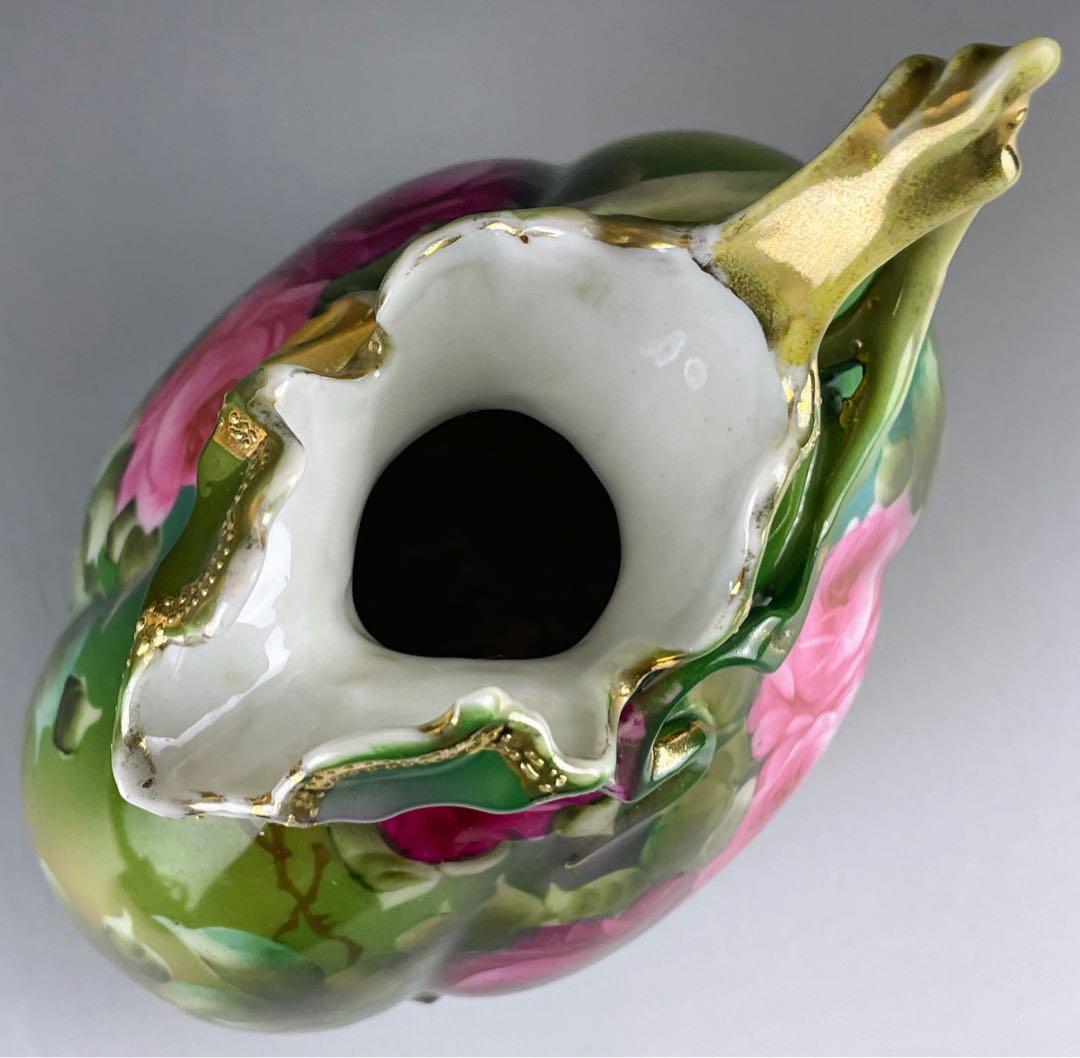 【美品】オールドノリタケ 22.8㎝ 薔薇文花瓶 金彩 バラ図 ばら 水差し