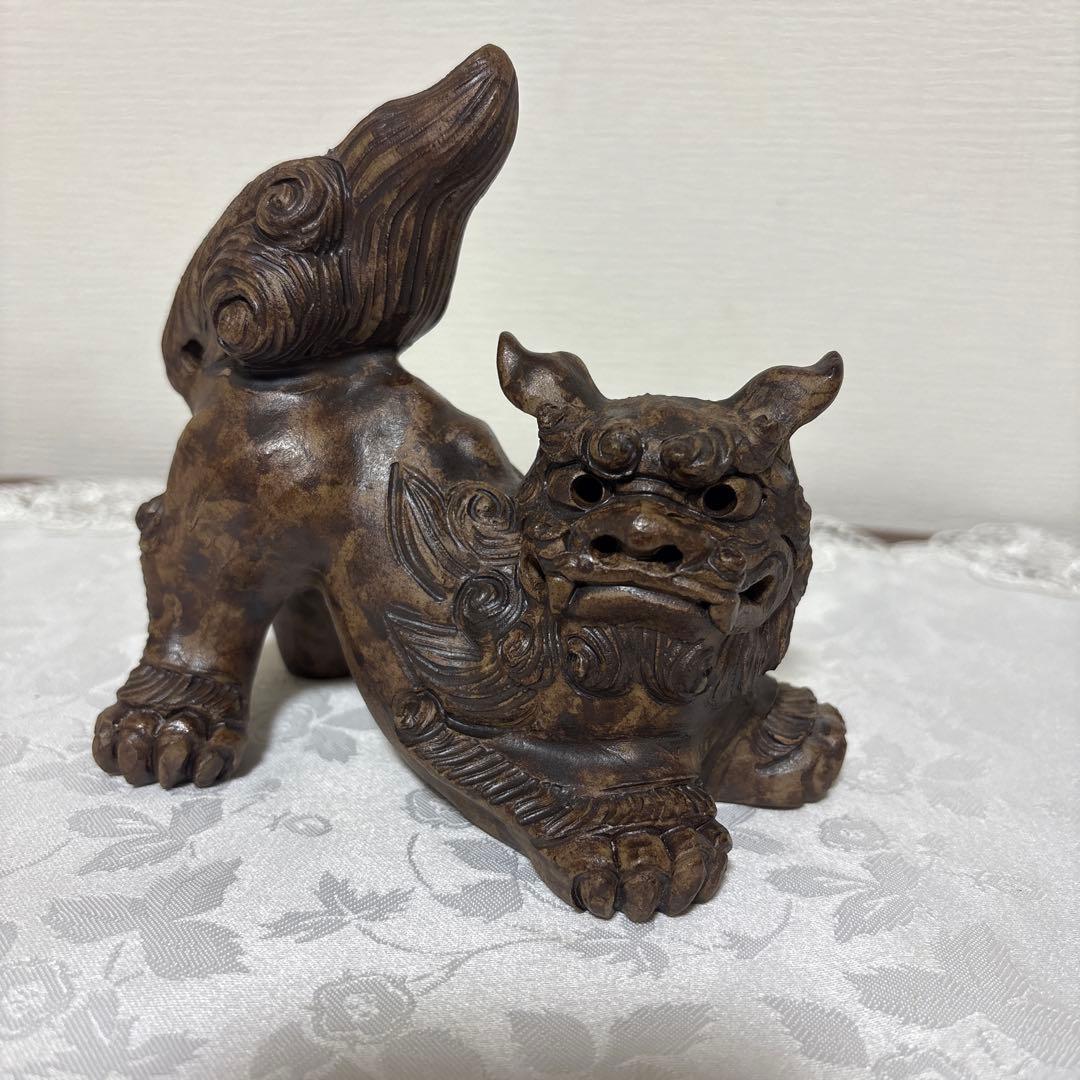 シーサー像 陶器製　在銘
