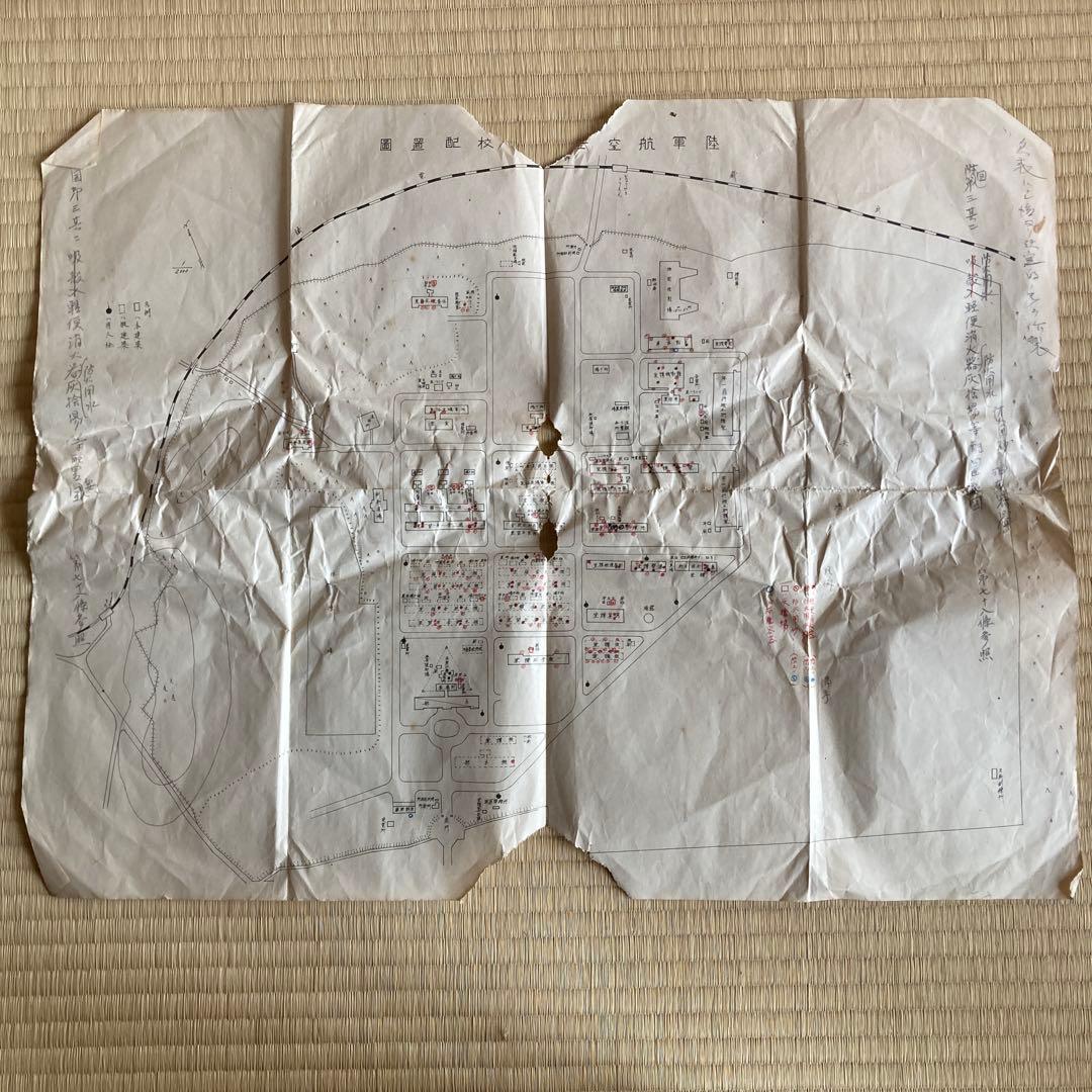珍品 旧日本軍 陸軍航空士官学校の地図 ミリタリー 62cm x 48cm