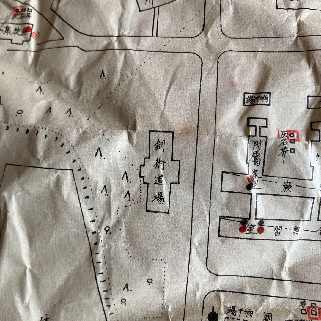 珍品 旧日本軍 陸軍航空士官学校の地図 ミリタリー 62cm x 48cm