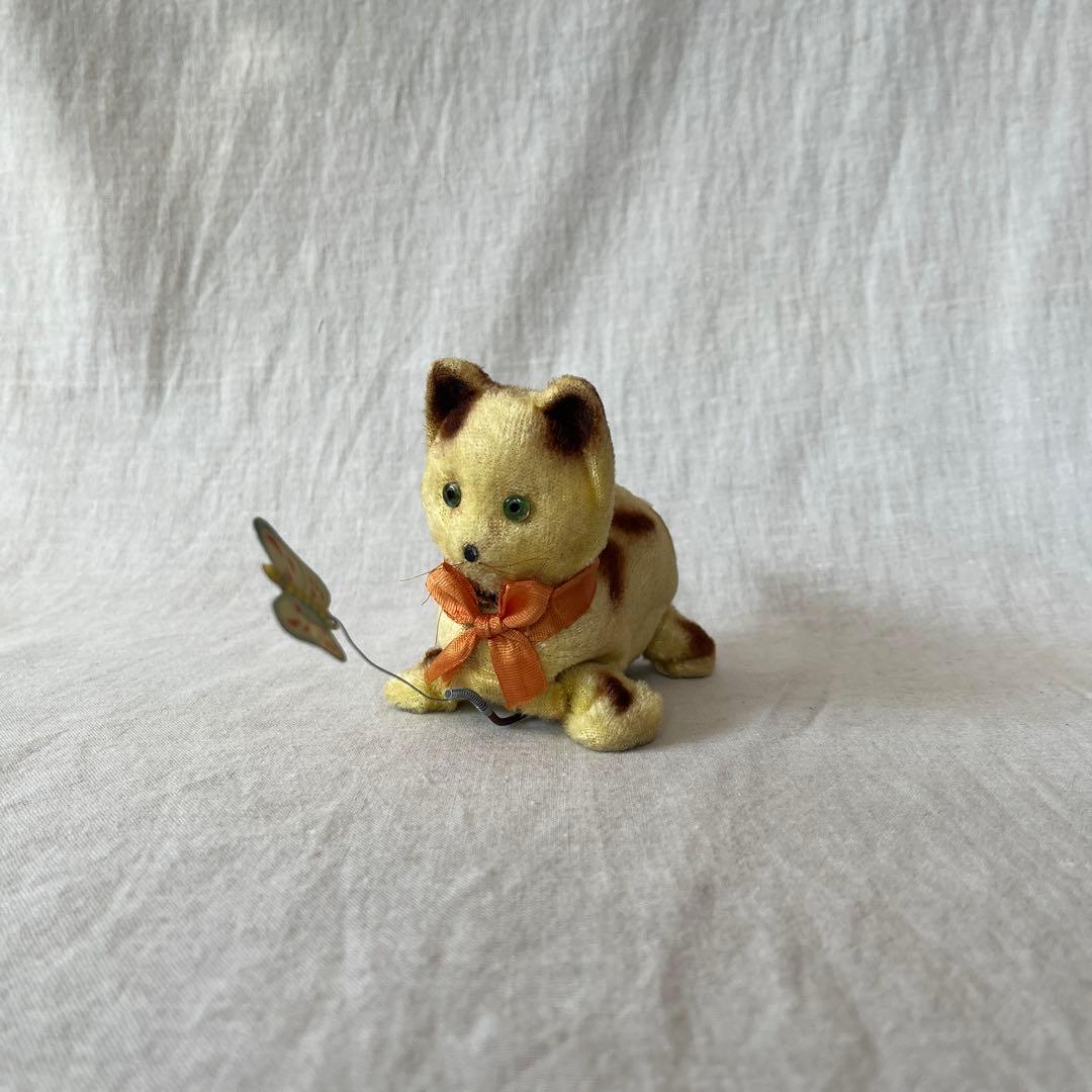 レア　アンティーク　ぜんまい　ねこ　蝶　ぬいぐるみ