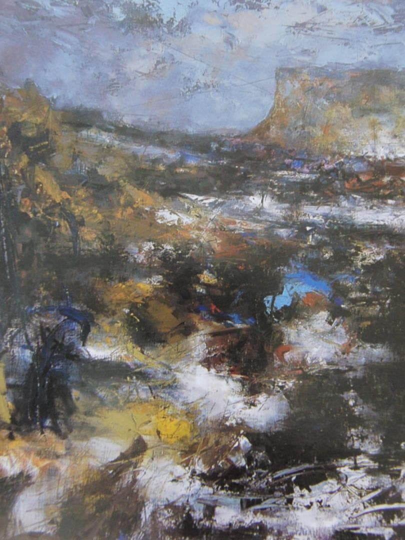 小池タケシ、【北の漁村（落石）】、希少な額装用画集より、新品額装付