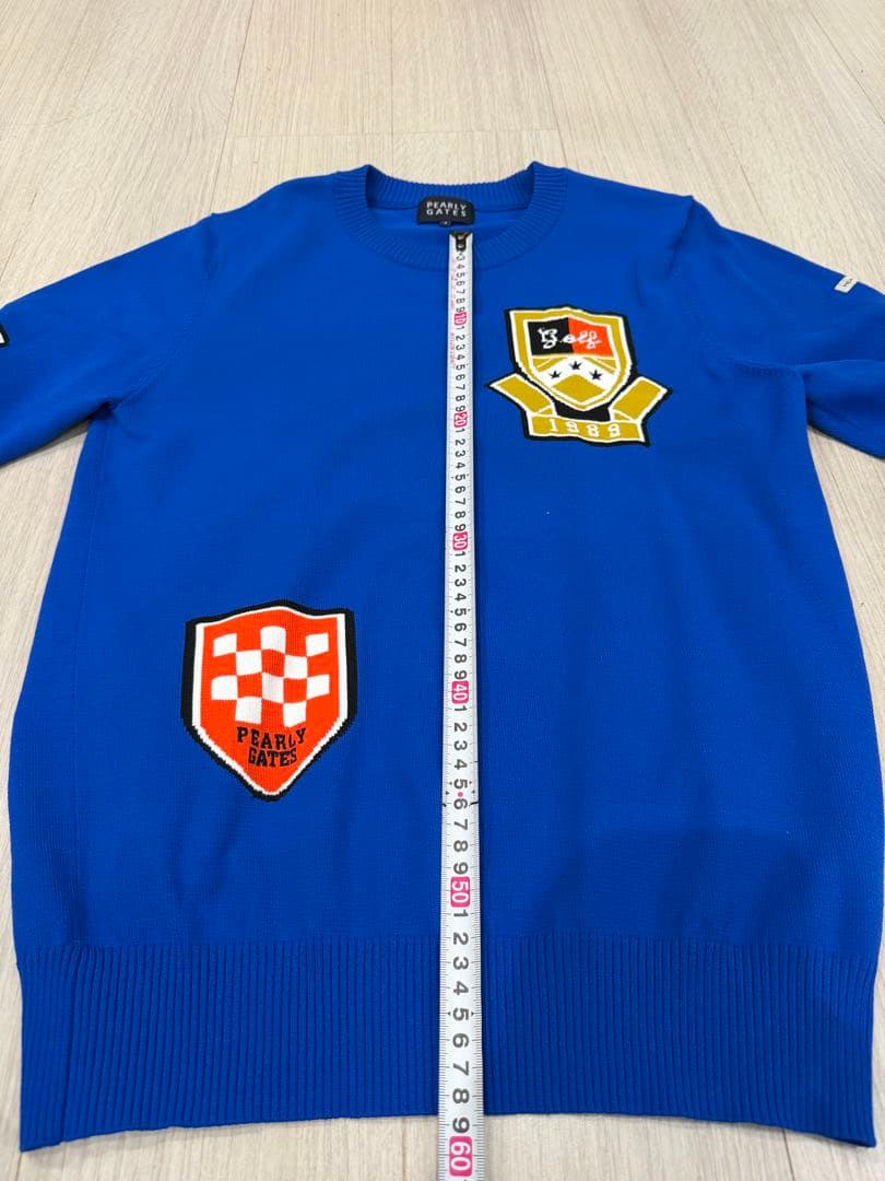 PEARLY GATES ニット セーター メンズ サイズ4 ワッペン ブルー