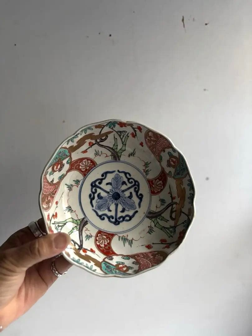 696 骨董 アンティーク 古伊万里 染付 豪華絢爛 色絵深皿 幕末 正月準備