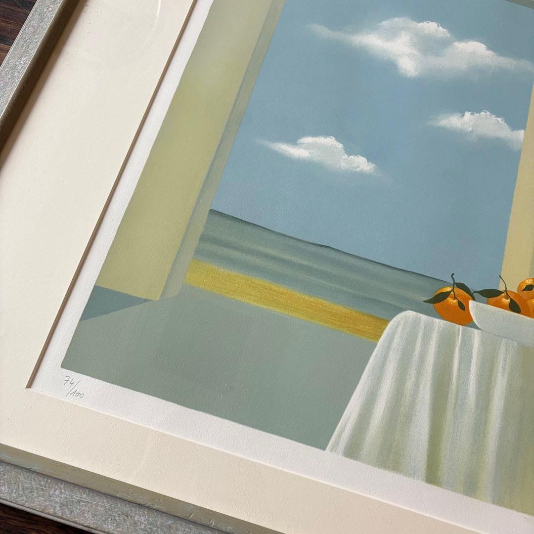 オレンジ リトグラフ サイン有り 額装 74/100 絵画 F