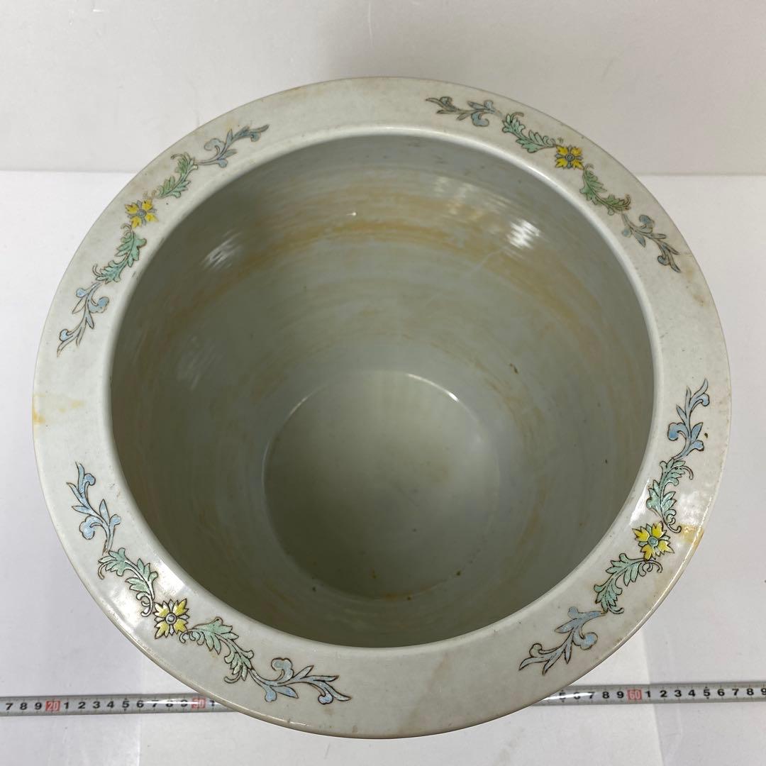 専用　中国清時代　粉彩大鉢　高さ約27㎝　タエチ　東さ7-0130☆2F