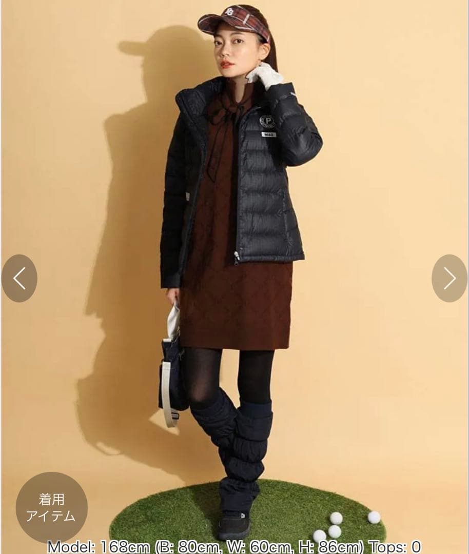 パーリーゲイツ＊ダイヤロゴ柄ハイネックボウタイワンピース＊サイズ0