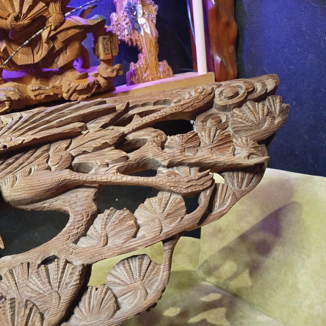 鶴　彫刻　欄間　懸魚　木彫　動物　寺院　仏閣　アンティーク