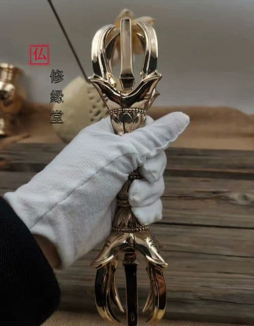 【修縁堂】 チベット密教 金剛杵 真鍮製 五鈷杵 法器 法具