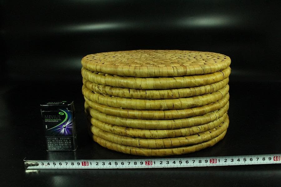 茶道具 竹皮網 円座 九枚 露路 待合(K-A988)