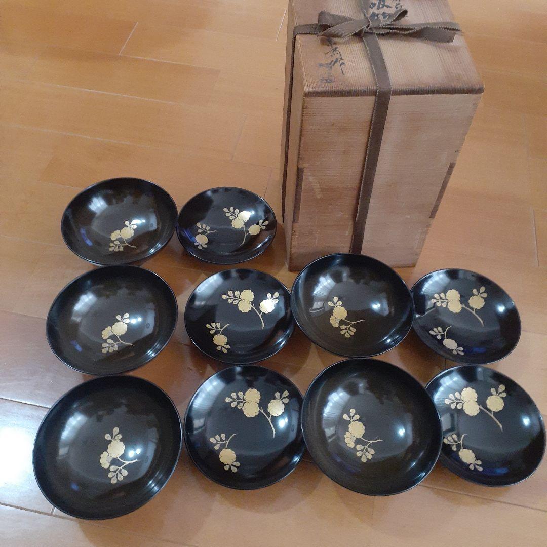 蒔絵付　吸物椀　5個セット　木箱付き