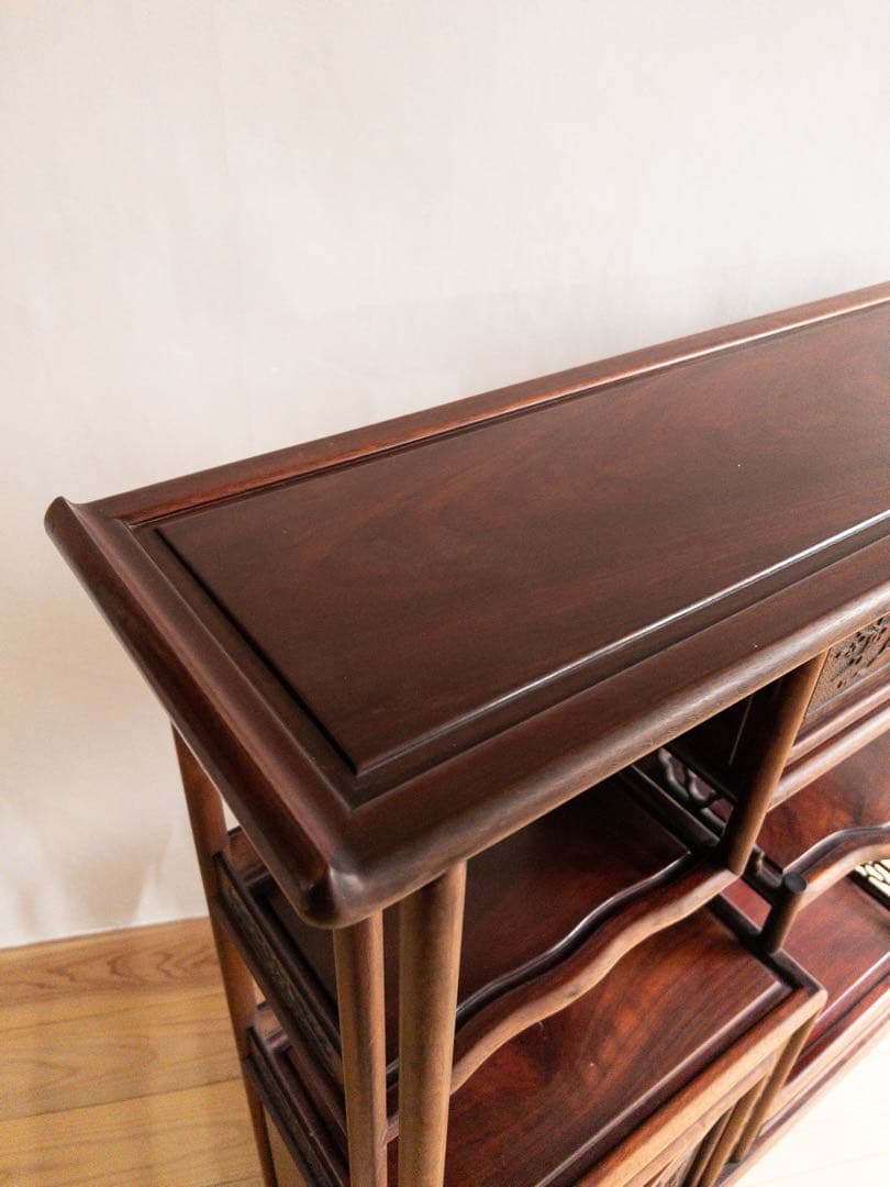 茶箪笥　天然木　茶棚　和室家具　彫刻　高級家具　ビンテージ　アンティーク