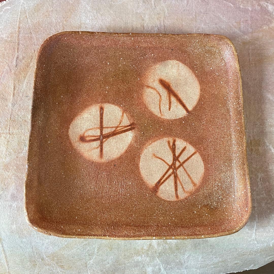 信楽作家　橙 角大皿